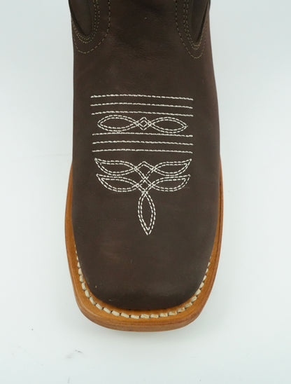 La Sierra Women's Mocha Embroidered Feathers Square Toe Boot