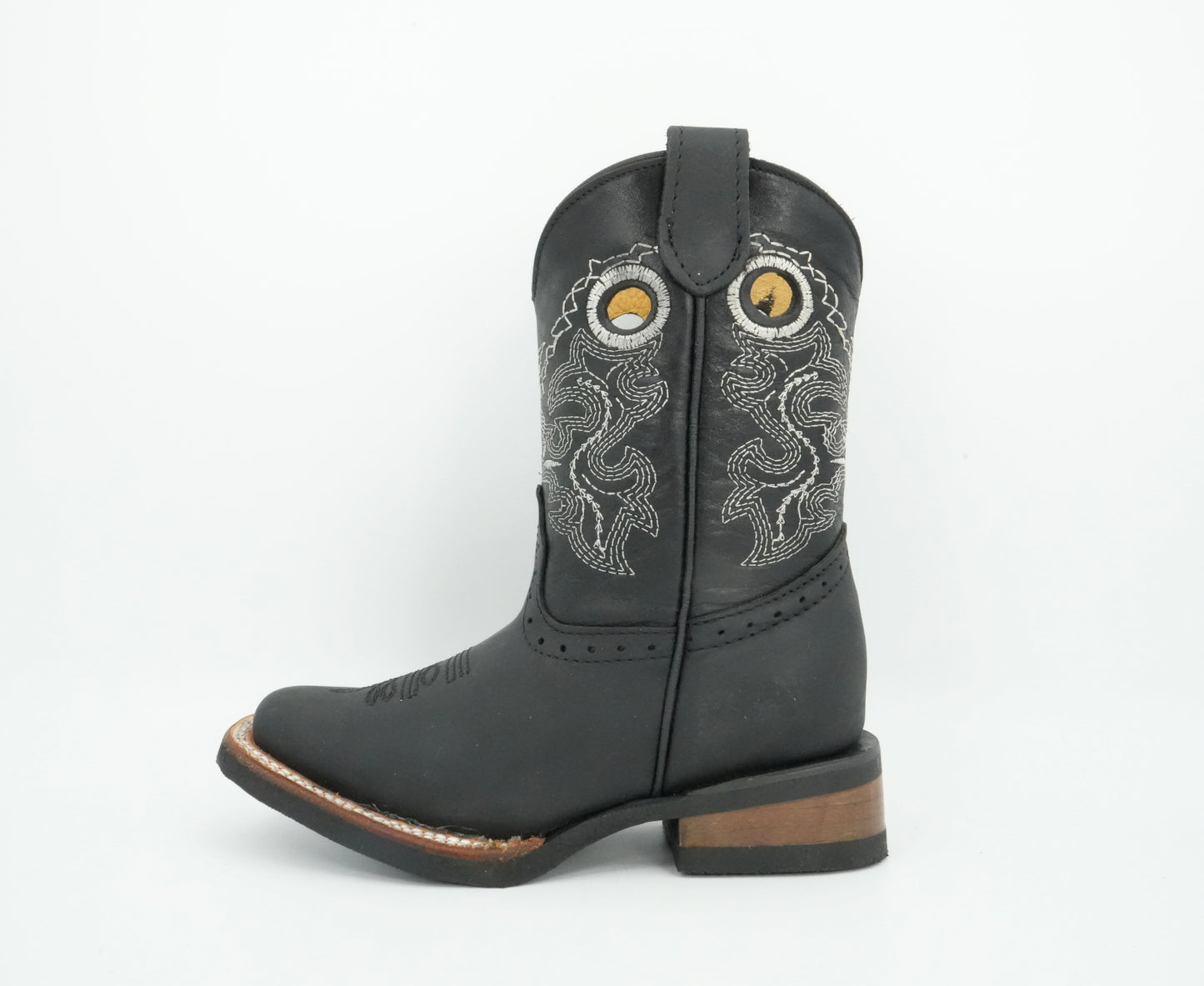 Quincy Kid's Crazy Black Square Toe Boot