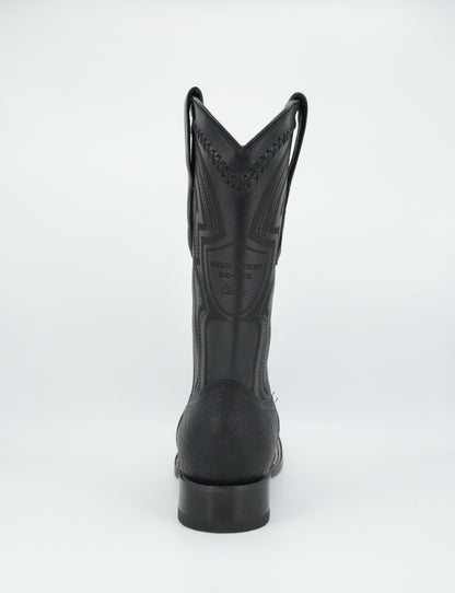 Wild West Men's Laser Bull Shoulder Black Wide Square Toe Boot