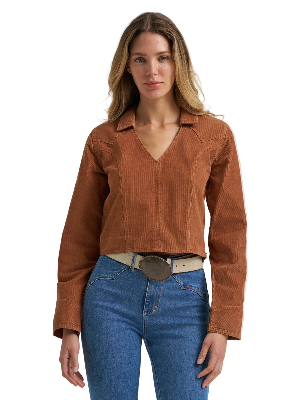 Wrangler Women's Prairie Popover Corduroy Shirt - Brown