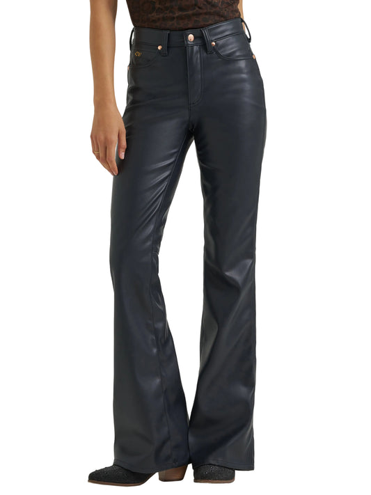 Wrangler X Lainey Wilson Women's Faux Leather Flare Jean - Black