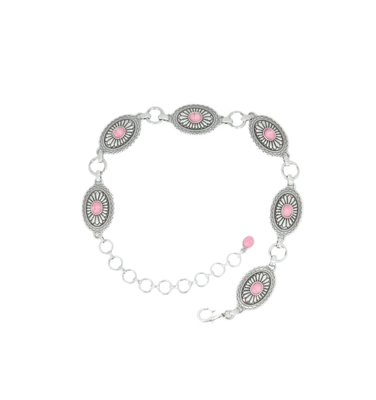 Girl's Ariat Conch Pink Center Stone Chain Belt