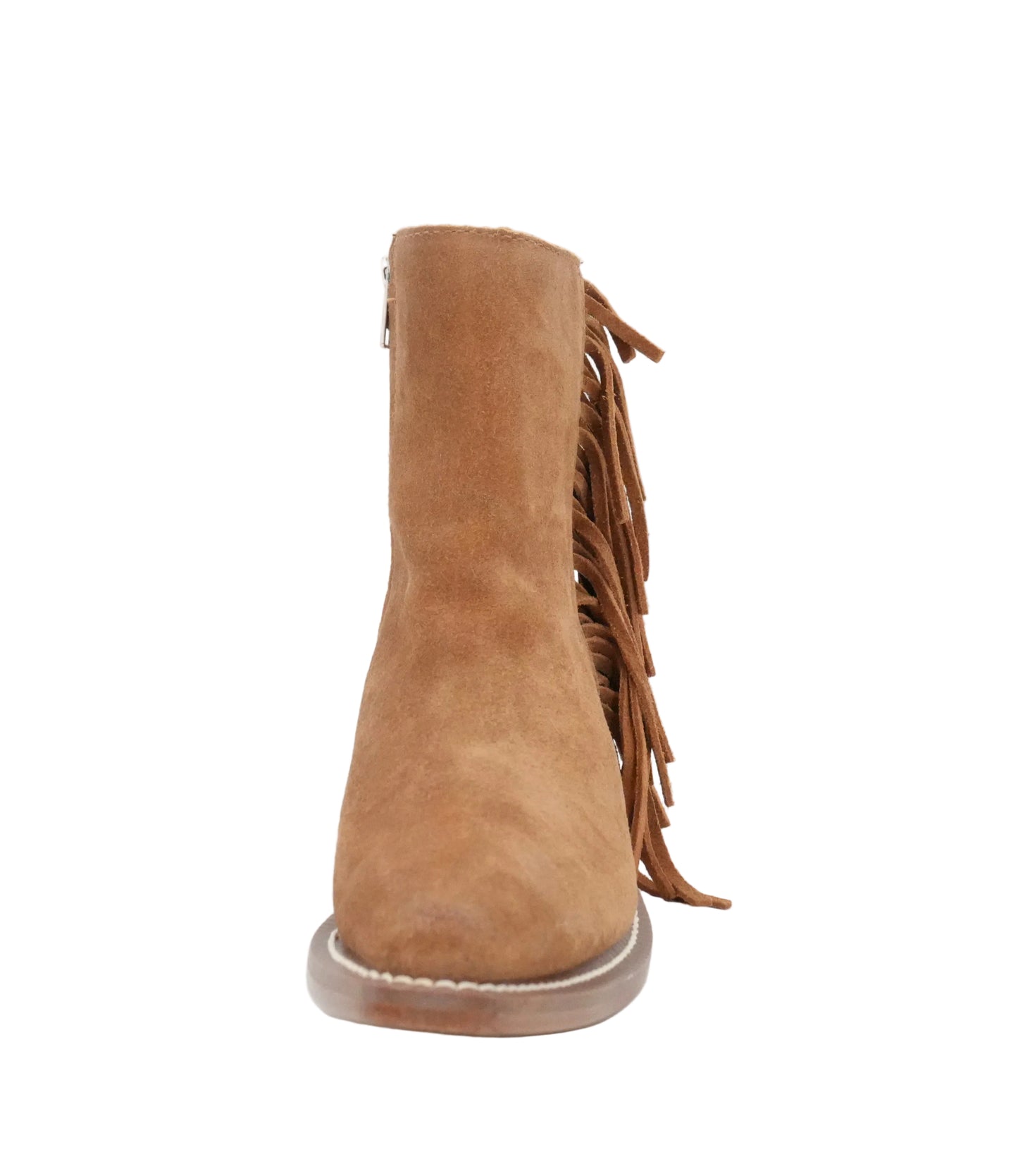 Justin Women's BEV Brown Suede Fringe Snip Toe Short Boot