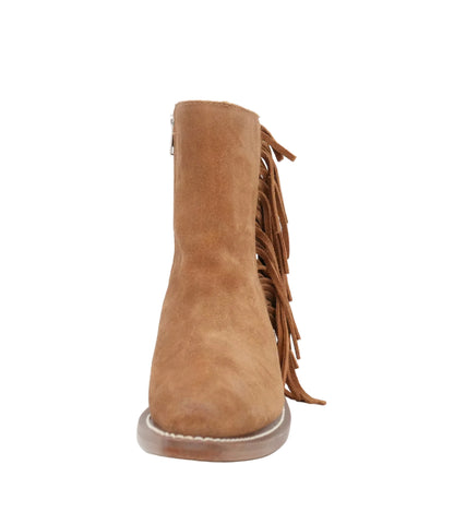 Justin Women's BEV Brown Suede Fringe Snip Toe Short Boot