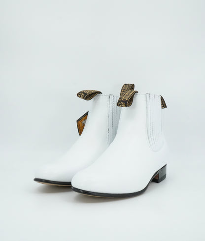 Besserro Kid's Leather Charro Short Boot - White