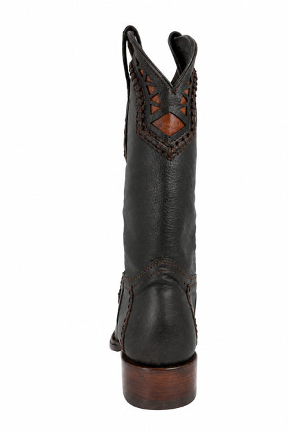 Cuadra Men's Ostrich Versache Toe Boot - Dark Brown