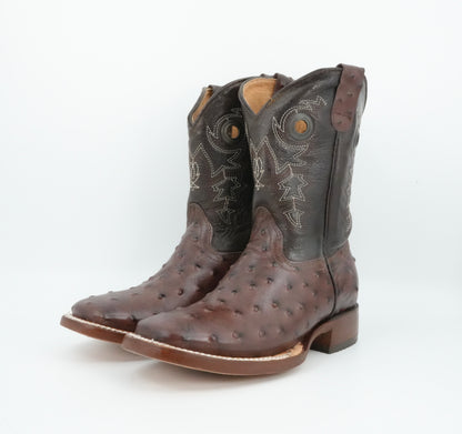 A&A Little Kid's Brown Ostrich Print Boot