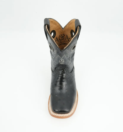 A&A Little Kid's Black Ostrich Print Boot