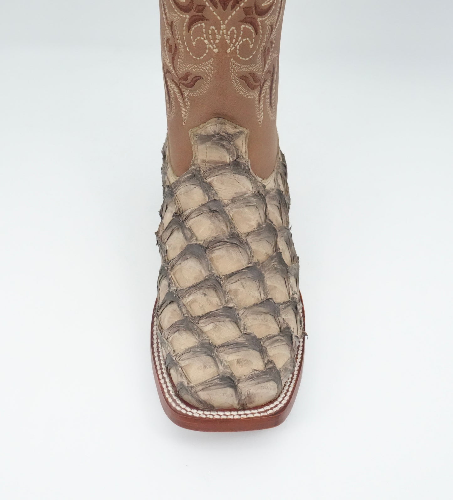 Los Altos Women's Mocha Genuine Pirarucu Leather Wide Square Toe Boot