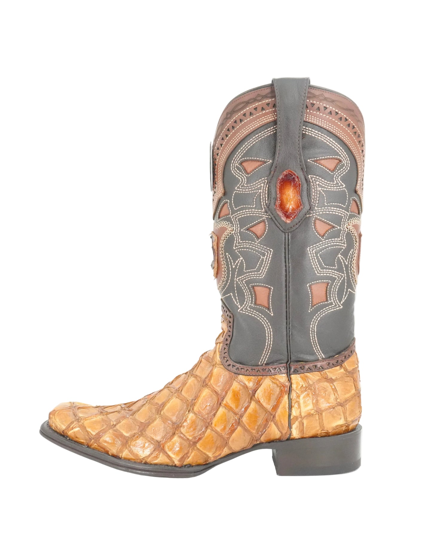 Los Altos Men's Pirarucu Versache Toe Boot - Brunt Yellow