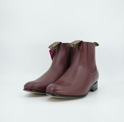 Besserro Kid's Leather Charro Short Boot - Wine