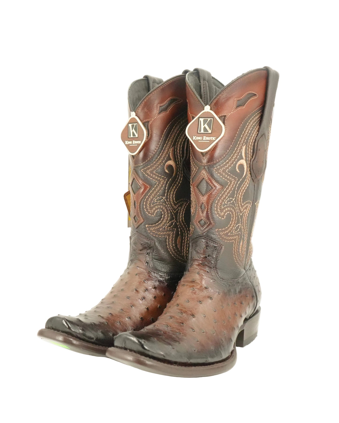 King Exotic Men's Ostrich Semi Round Toe Boot - Brown