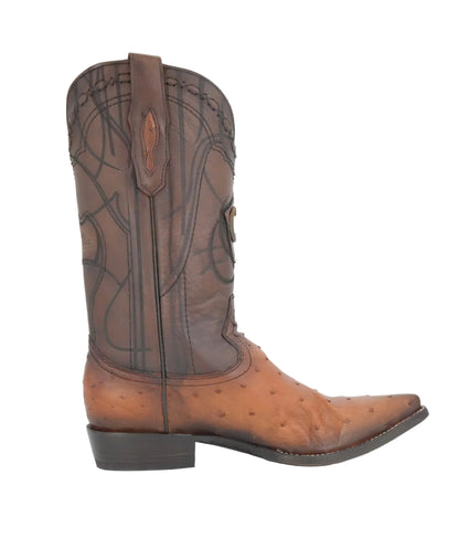 Cuadra Men's Genuine Ostrich Snip Toe Boot - Brown Honey