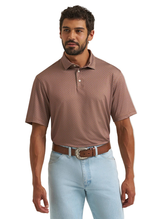 Wrangler Men's ATG Geometric Performance Polo - Brown