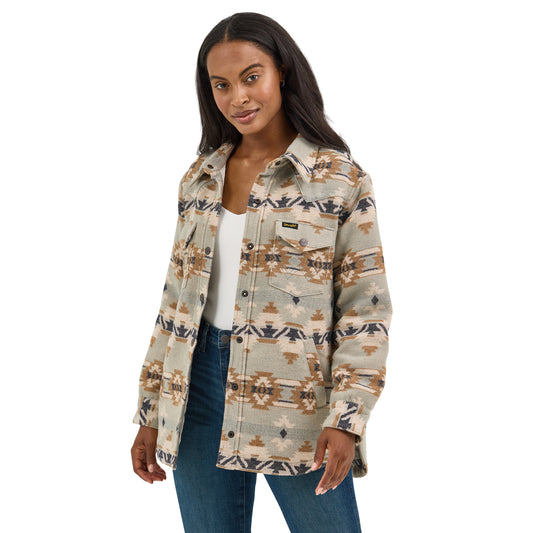 Women's Wrangler Quilt Lined Jacquard Shacket - Pale Green
