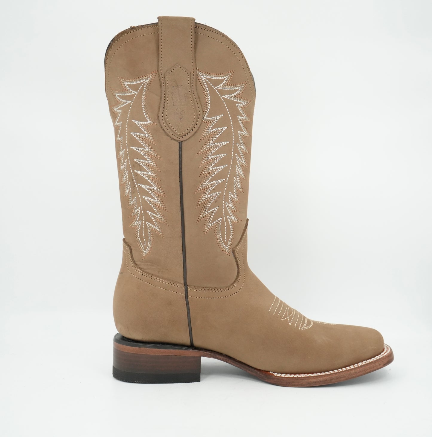 Vaquero Signature Women’s Camel Nobuck Wide Square Toe Boot.