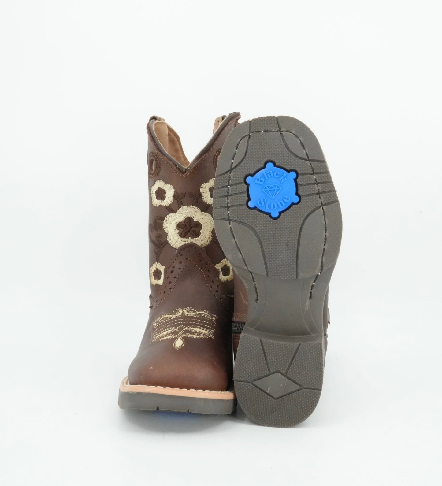 Black Stone Kid's Crazy Brown Flowers Boots