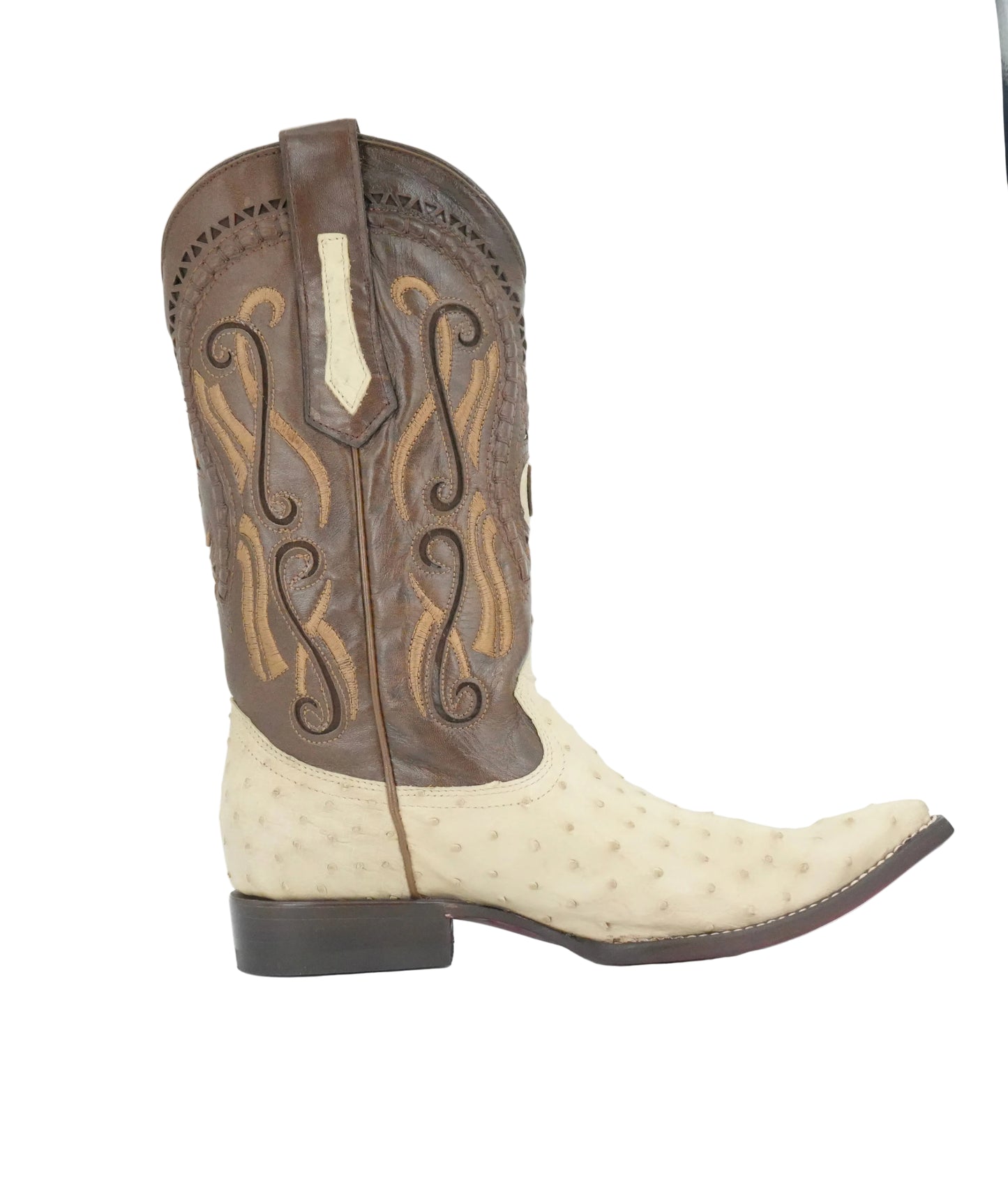 Cuadra Men's Genuine Ostrich Snip Toe Boot - Bone White