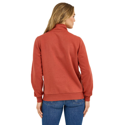 Wrangler Women's Retro Western Quarter-Zip Rust Sweatshirt