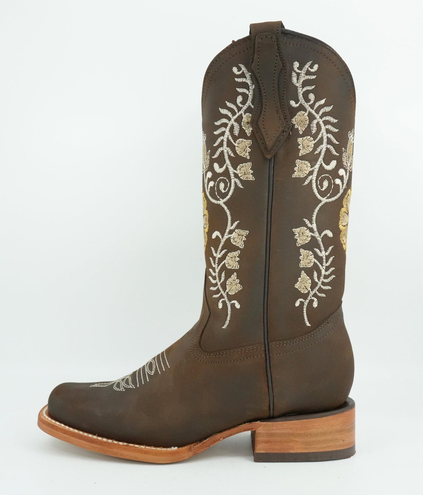 La Sierra Women's Tabaco Embroidered Floral Square Toe Boot