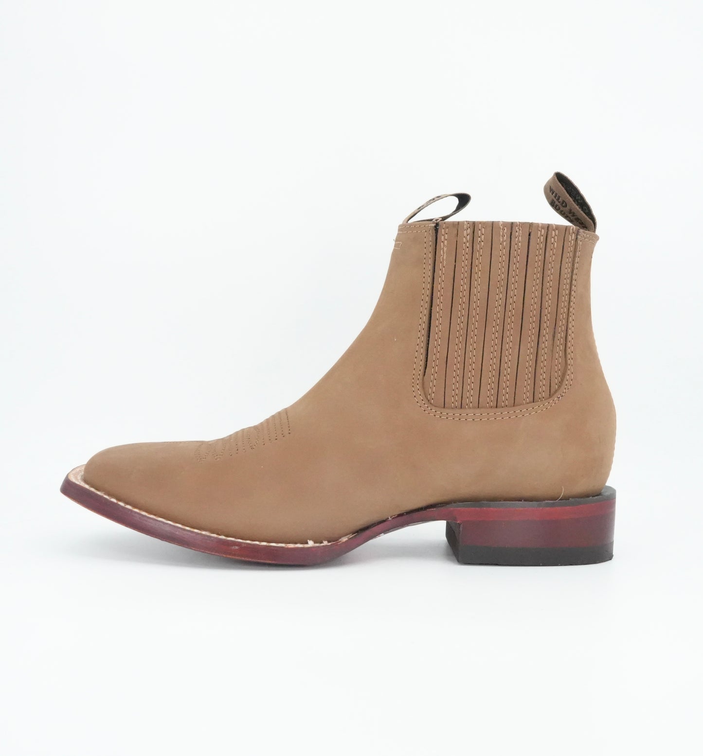 Wild West Men's Short Boot Wide Toe Nubuck - Taupe