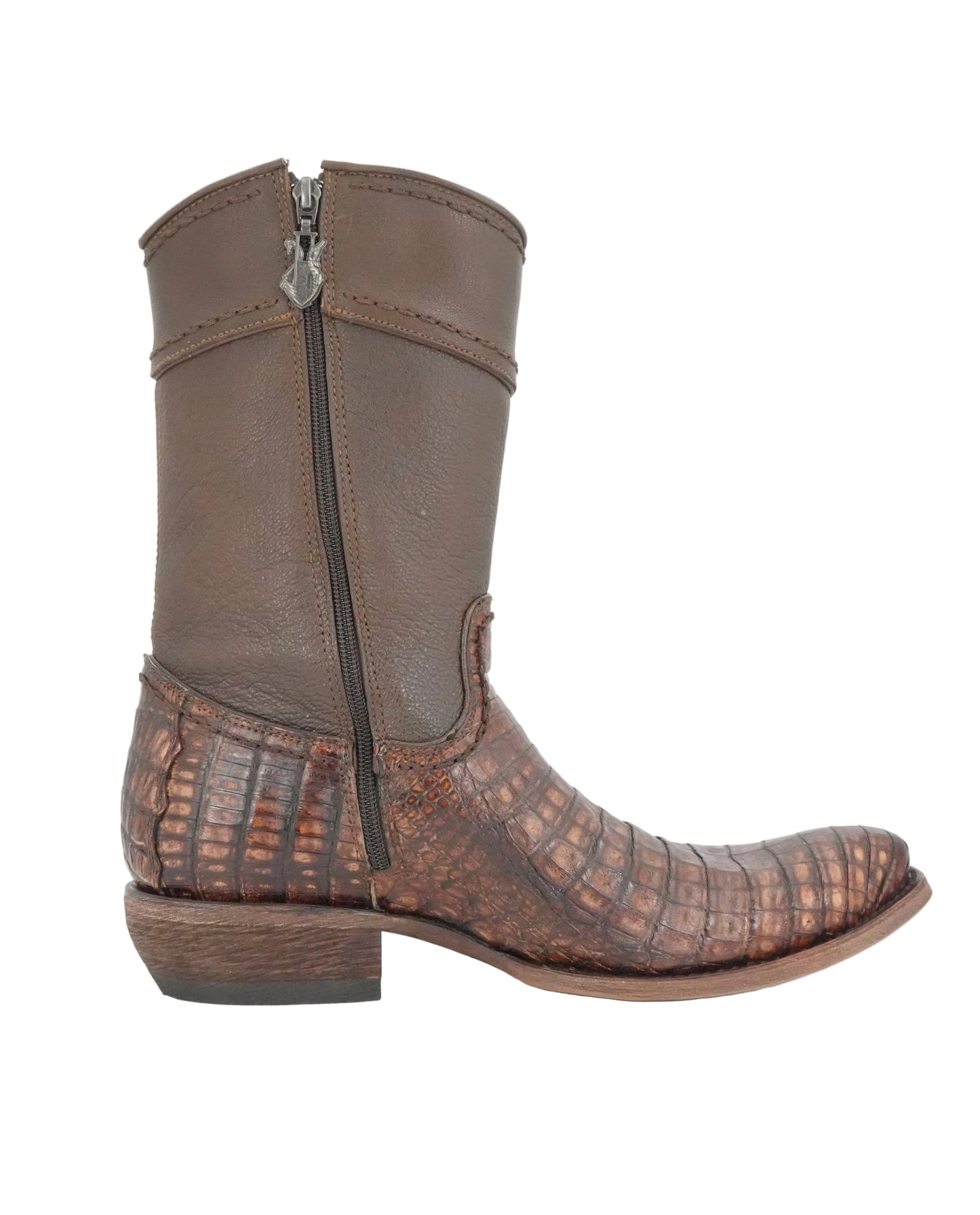 Cuadra Men's Caiman Belly Round Toe Boot - Brunt Brown