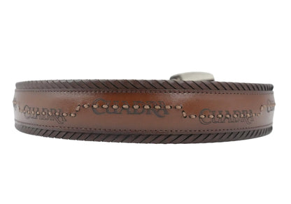 Cuadra Men's Laser Engraved Bovine Leather Belt - Honey