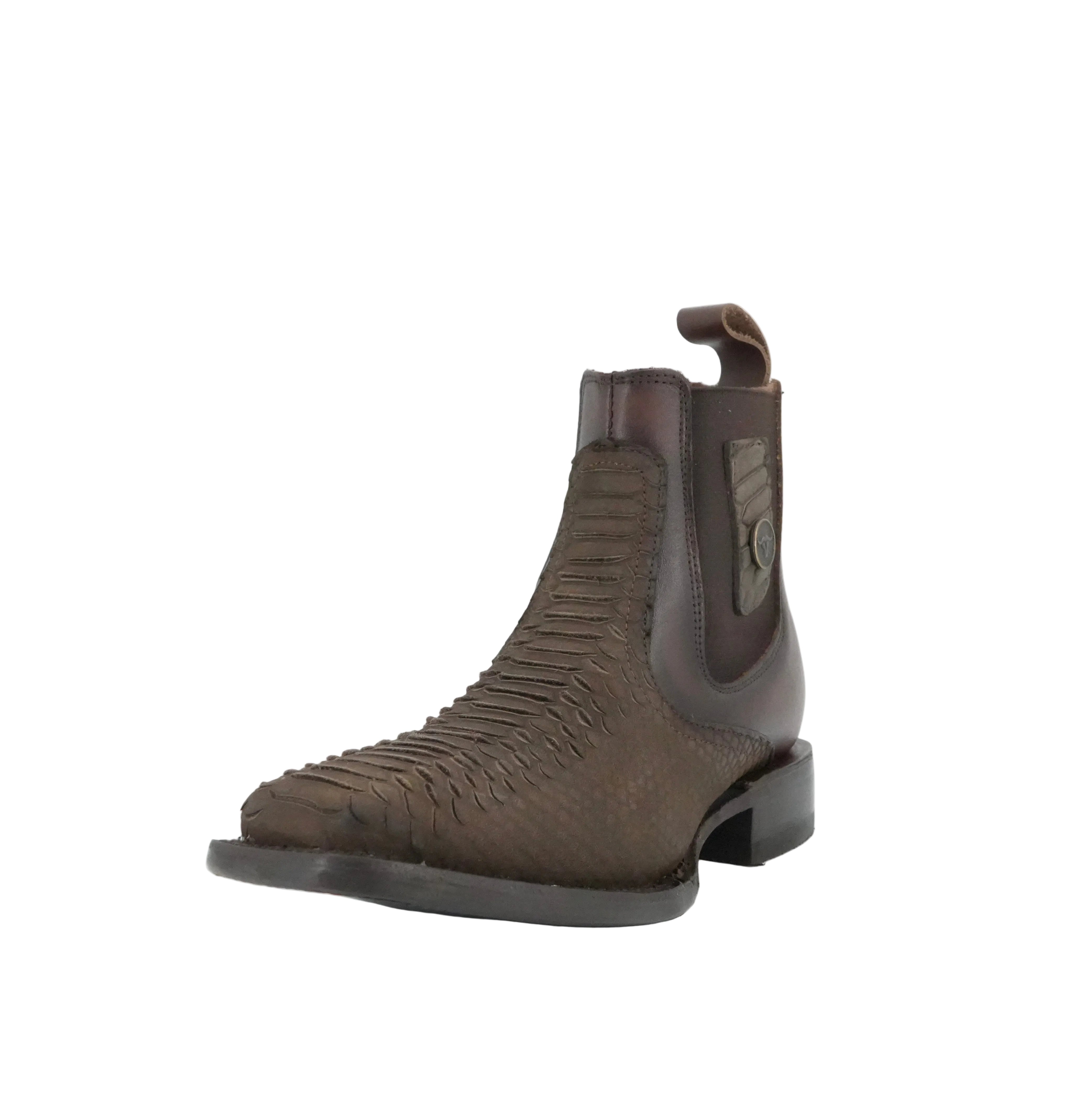 Hooch Men's Chocolate Python Print Square Toe Short Boot – Vallejo ...