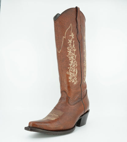 White Diamond Women's Floral Tall Chedron Snip Toe Boot