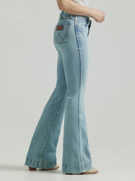 Wrangler Women's Retro Bailey Light Blue High Rise Trouser Jean