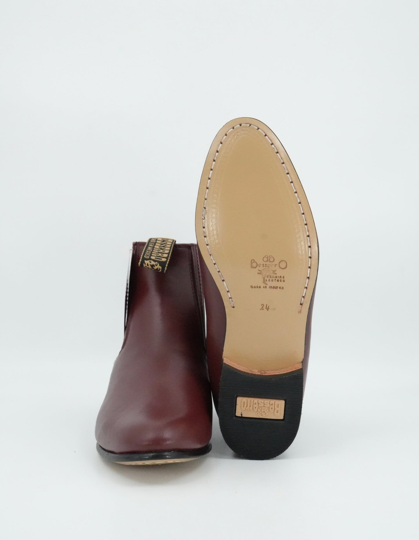Besserro Kid's Leather Charro Short Boot - Wine
