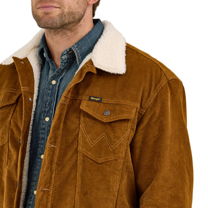 Men's Wrangler Cowboy Cut Sherpa Lined Corduroy Jacket - Rust