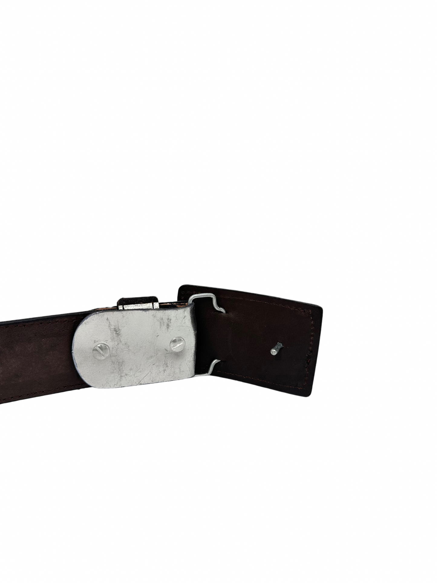 Men's Western Buckle Silver Cube Laser Leather Belt