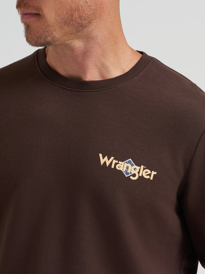 Wrangler Skull Steer Graphic Fleece Crew Sweatshirt - Mole Brown