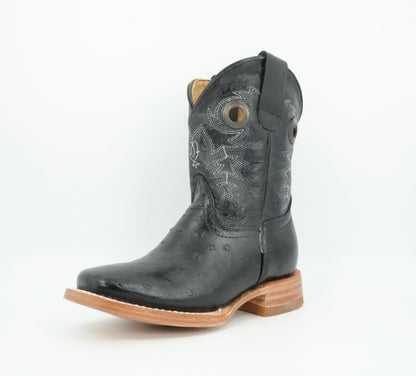 A&A Little Kid's Black Ostrich Print Boot