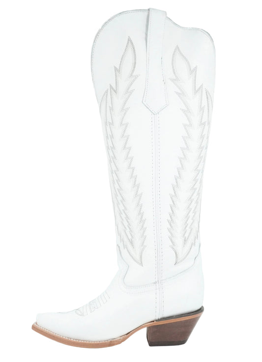 Rock'em Women's Valentina Tall Wide Calf Snip Toe Boot - White