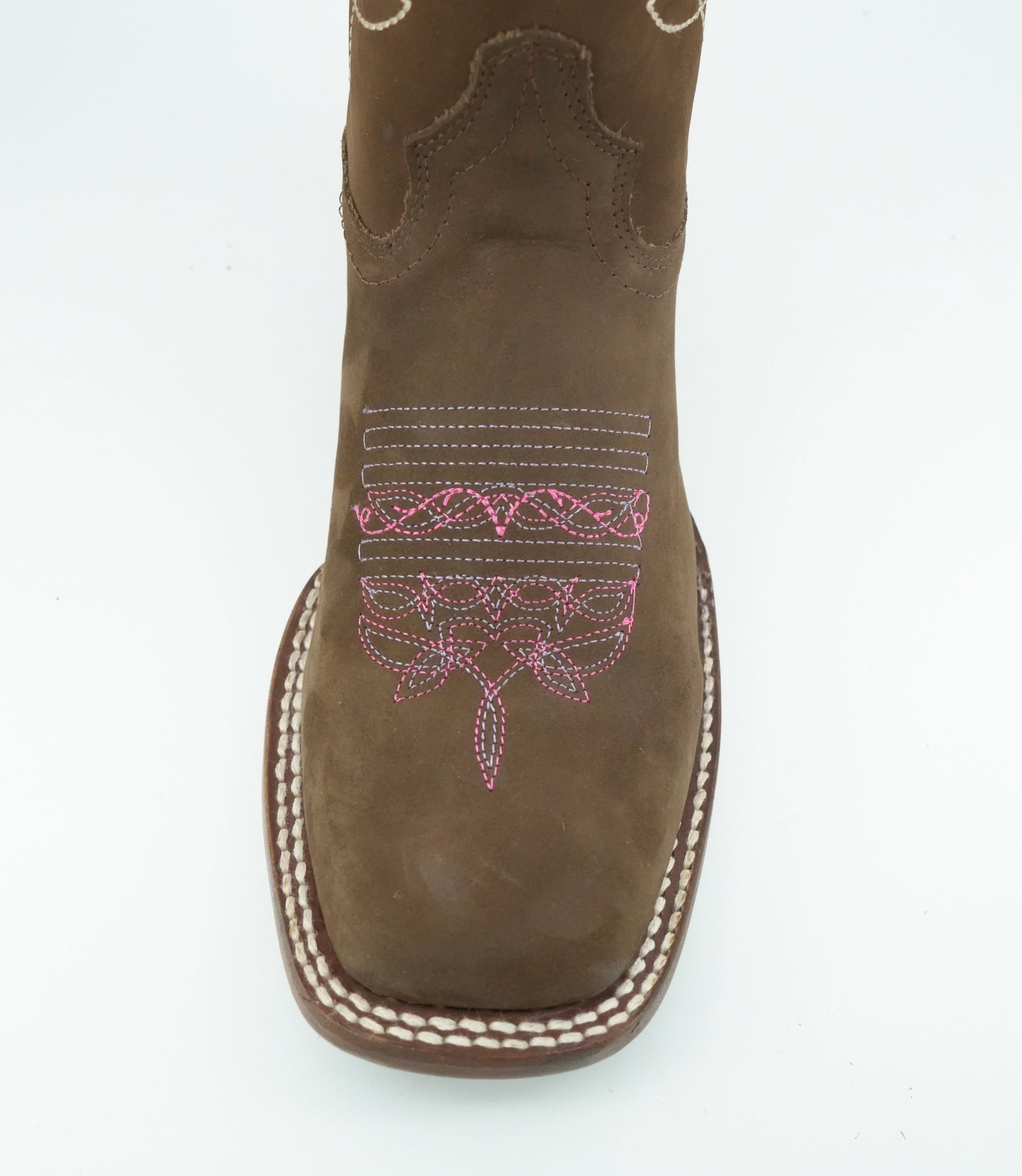 Centenario Women's Camel Nobuck Embroidered Wide Square Toe Boot