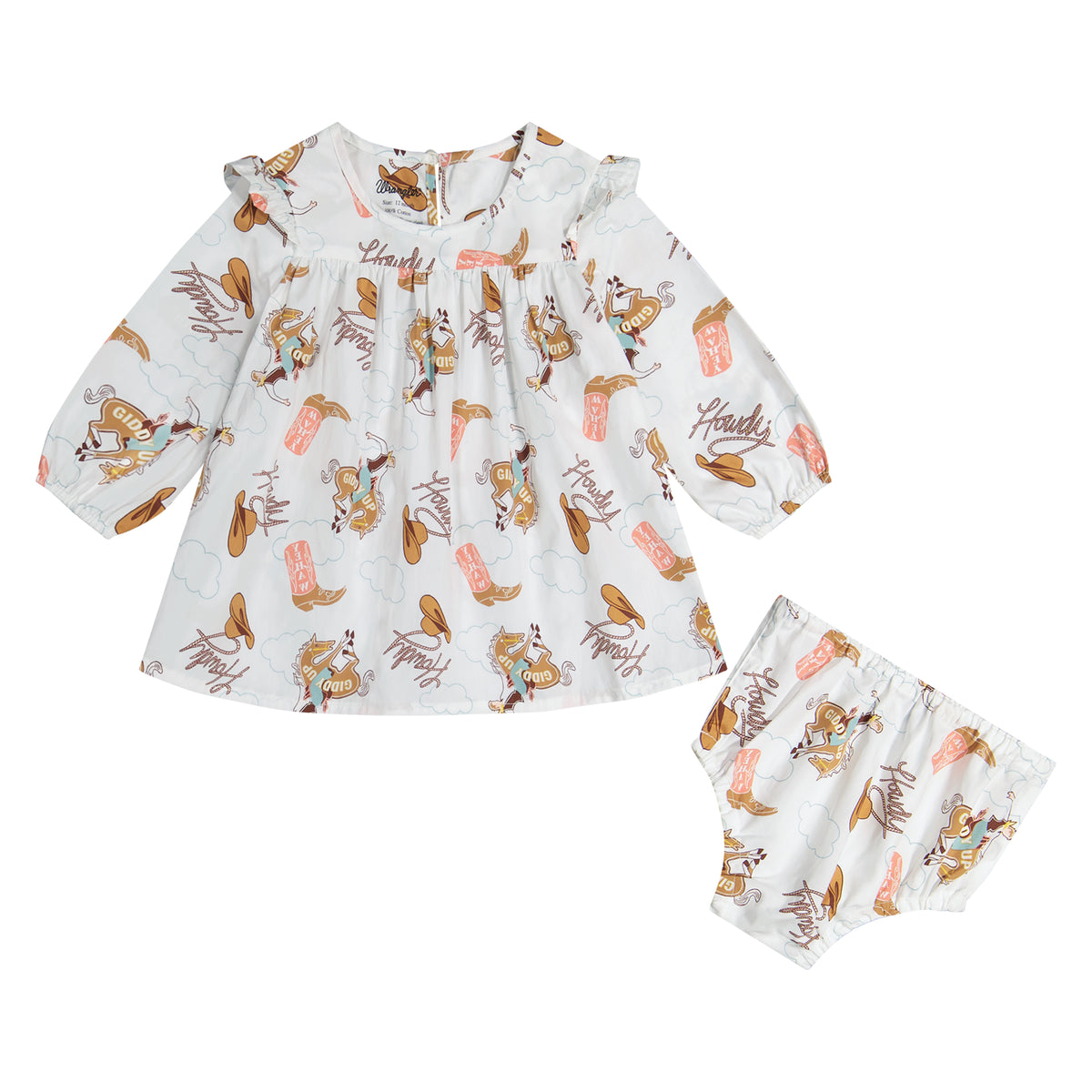 Wrangler Girl's Printed Ruffle Dress - White