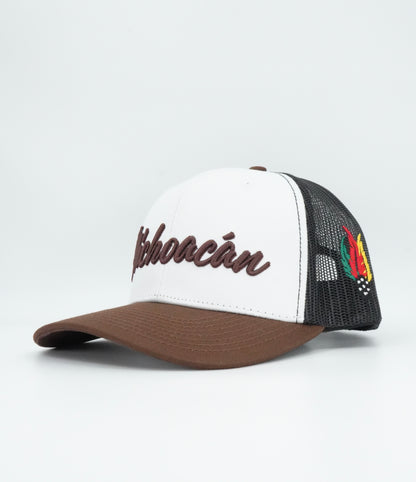 45 Cursive Trucker Cap- White/Chocolate