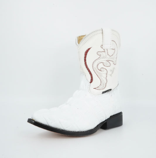 Alamos Toddler White Imitation Caiman Tail Boot