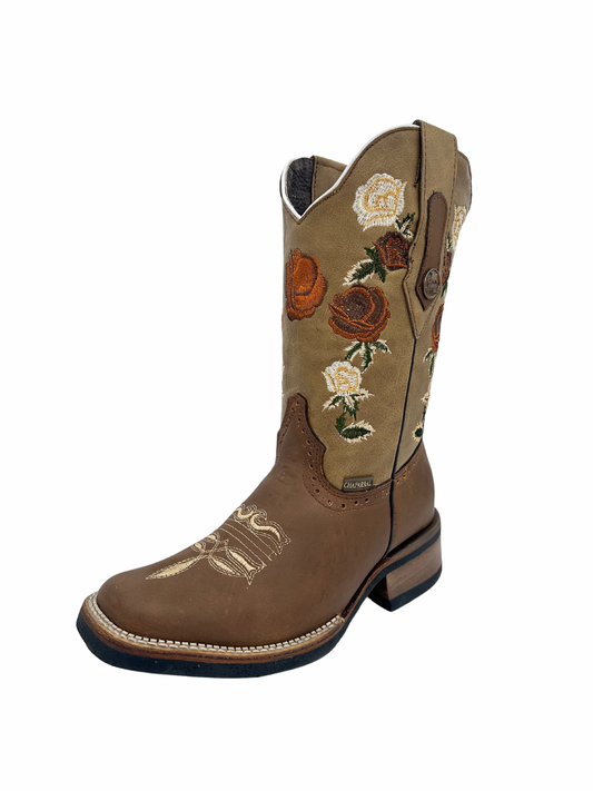 Chaparral Women's Paja Floral Square Toe Leather Boot