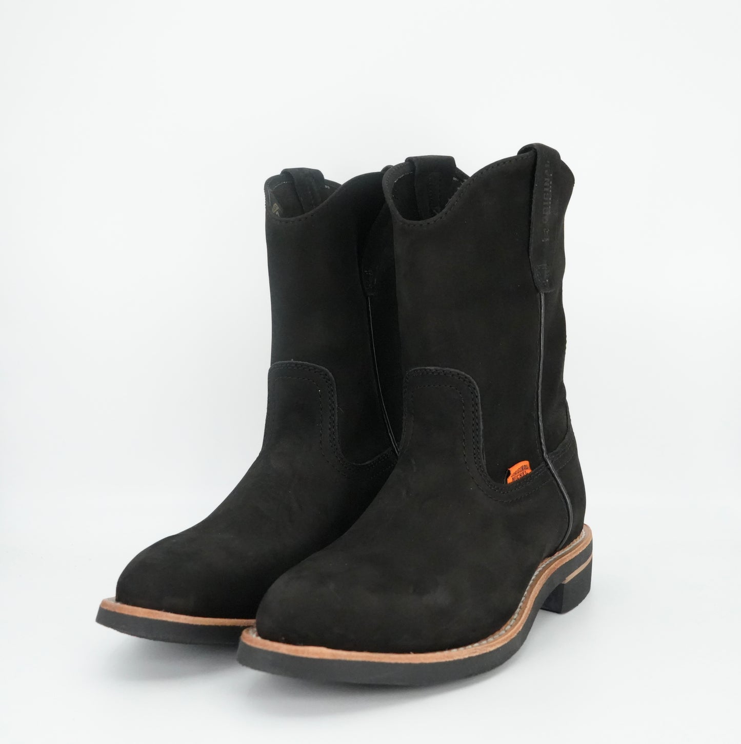 Original Michel Nobuck Pull Up Oval Toe Work Boot - Black
