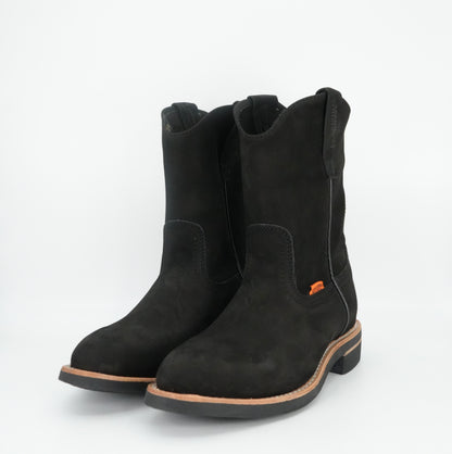 Original Michel Nobuck Pull Up Oval Toe Work Boot - Black