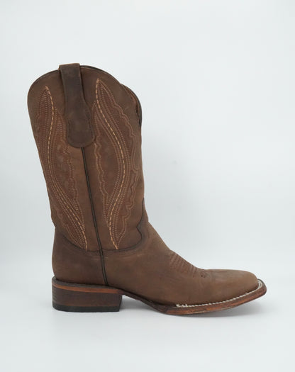 Circle G Men’s Leather Chocolate Embroidery Wide Square Toe Boot