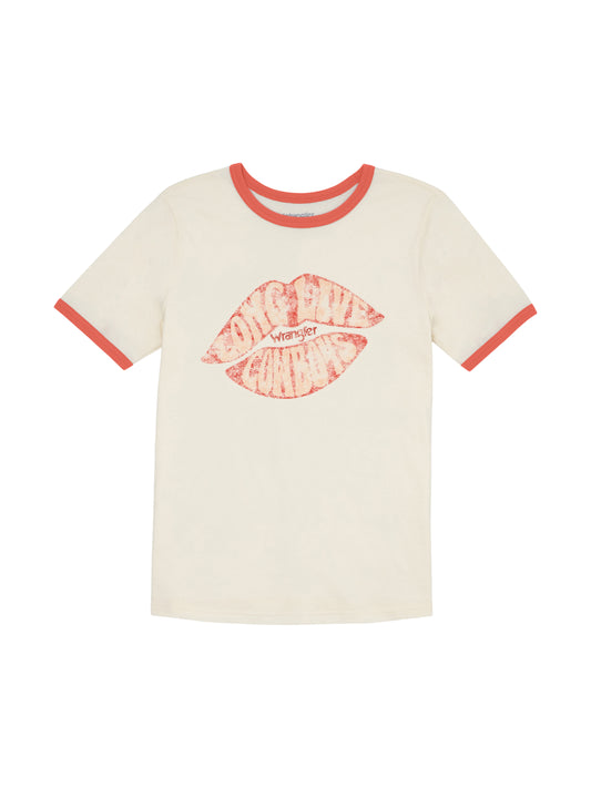 Wrangler Retro Women's Classic Ringer Tee Antique White