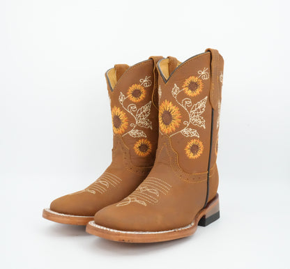 Quincy Kid's Crazy Tang Sunflowers Square Toe Boot