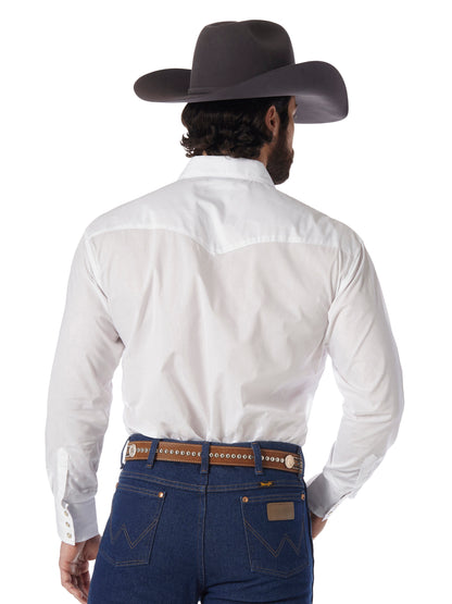 Wrangler White Long Sleeve Western Snap Shirt