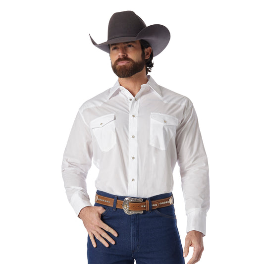 Wrangler White Long Sleeve Western Snap Shirt
