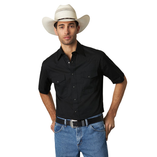 Wrangler Black Short Sleeve Western Snap Shirt