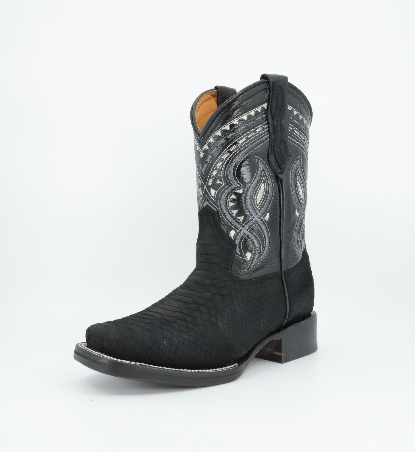 La Sierra Men's Black Python Print Square Toe Boot